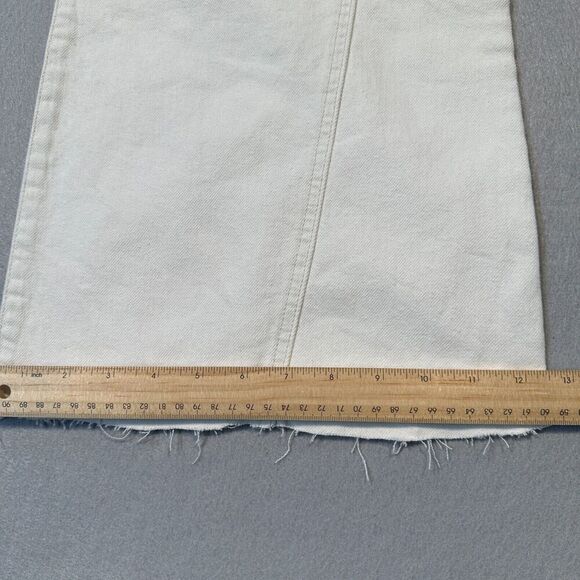 Free People Wide Leg Jeans Womens 30 Cream Ivory High Rise Denim Seam Accent - Picture 7 of 15